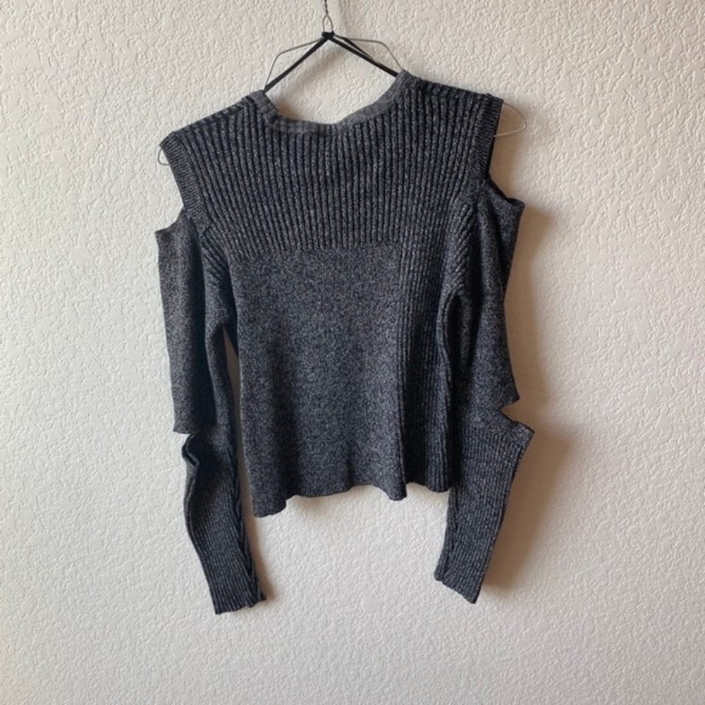 Topshop Womens Marled Knit Cold Shoulder Cropped Grunge Sweater Size US 6 UK 10